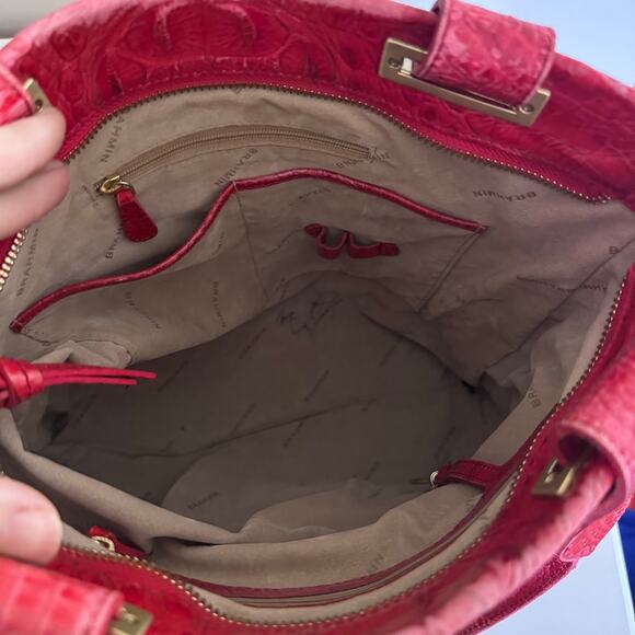 Brahmin Ono Melbourne Tote Red Croc Leather Shoulder Bag Tote - Picture 10 of 14